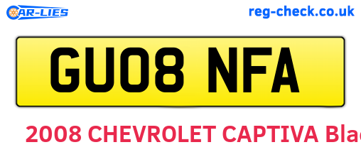 GU08NFA are the vehicle registration plates.