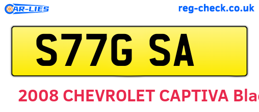S77GSA are the vehicle registration plates.