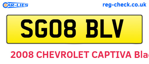 SG08BLV are the vehicle registration plates.