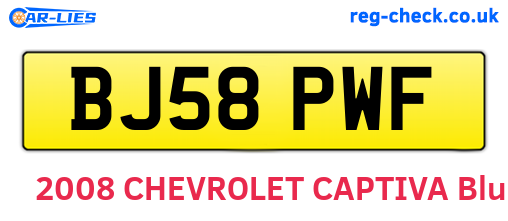 BJ58PWF are the vehicle registration plates.