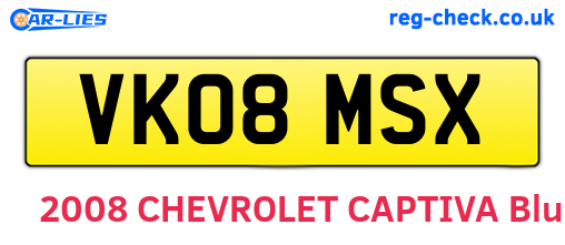 VK08MSX are the vehicle registration plates.