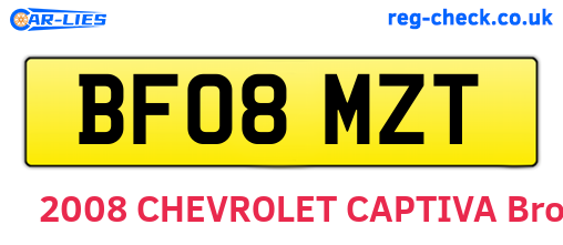 BF08MZT are the vehicle registration plates.
