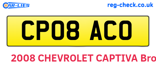 CP08ACO are the vehicle registration plates.