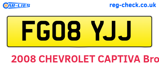 FG08YJJ are the vehicle registration plates.