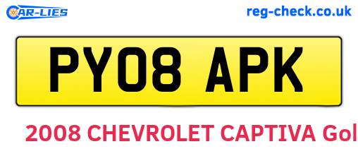 PY08APK are the vehicle registration plates.