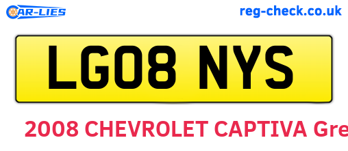 LG08NYS are the vehicle registration plates.