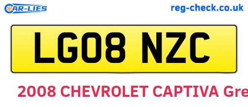 LG08NZC are the vehicle registration plates.