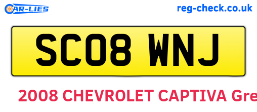 SC08WNJ are the vehicle registration plates.