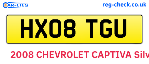 HX08TGU are the vehicle registration plates.