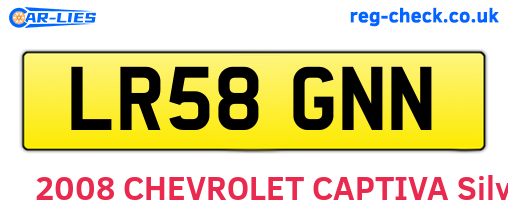 LR58GNN are the vehicle registration plates.