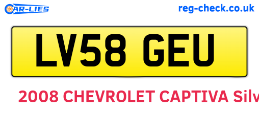 LV58GEU are the vehicle registration plates.