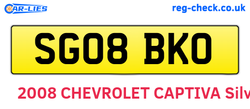 SG08BKO are the vehicle registration plates.