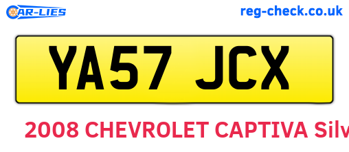 YA57JCX are the vehicle registration plates.