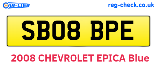 SB08BPE are the vehicle registration plates.