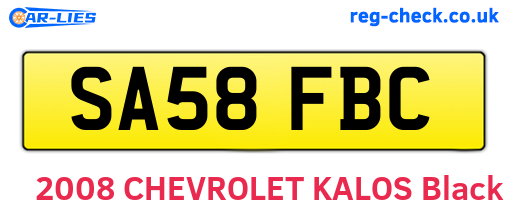 SA58FBC are the vehicle registration plates.