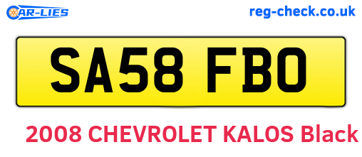 SA58FBO are the vehicle registration plates.