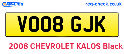 VO08GJK are the vehicle registration plates.