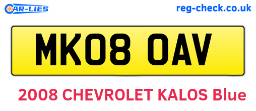MK08OAV are the vehicle registration plates.