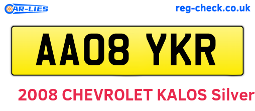 AA08YKR are the vehicle registration plates.