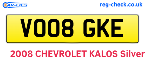 VO08GKE are the vehicle registration plates.