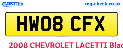 HW08CFX are the vehicle registration plates.