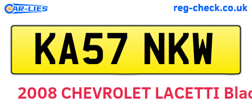 KA57NKW are the vehicle registration plates.
