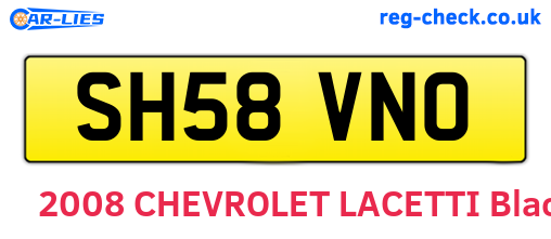 SH58VNO are the vehicle registration plates.