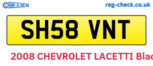 SH58VNT are the vehicle registration plates.