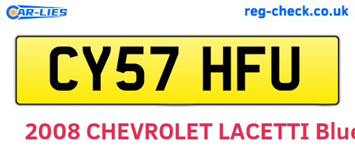 CY57HFU are the vehicle registration plates.