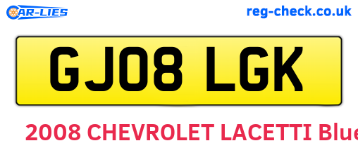 GJ08LGK are the vehicle registration plates.