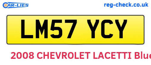 LM57YCY are the vehicle registration plates.