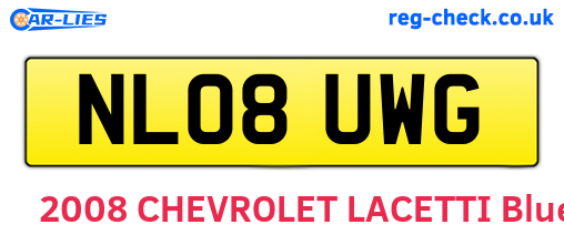 NL08UWG are the vehicle registration plates.