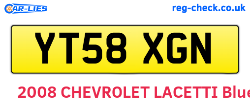 YT58XGN are the vehicle registration plates.