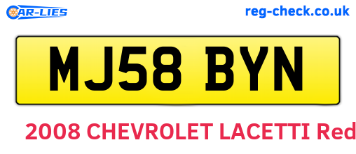 MJ58BYN are the vehicle registration plates.