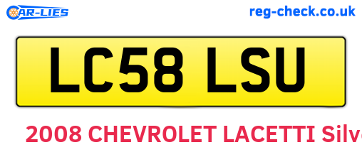 LC58LSU are the vehicle registration plates.