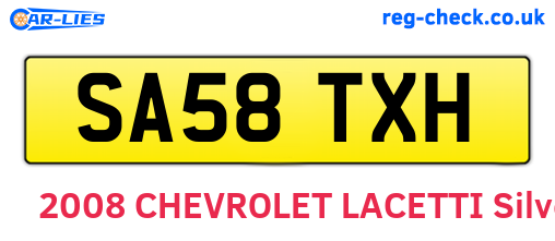 SA58TXH are the vehicle registration plates.