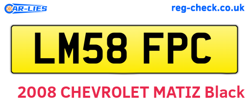 LM58FPC are the vehicle registration plates.