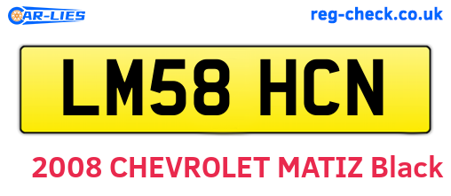 LM58HCN are the vehicle registration plates.
