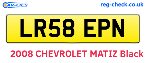LR58EPN are the vehicle registration plates.