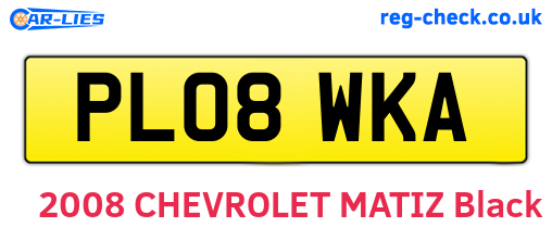 PL08WKA are the vehicle registration plates.