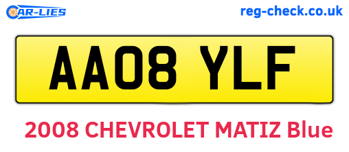 AA08YLF are the vehicle registration plates.