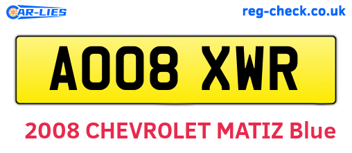 AO08XWR are the vehicle registration plates.