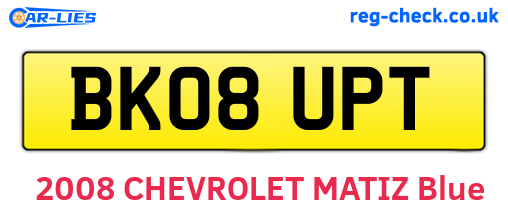BK08UPT are the vehicle registration plates.