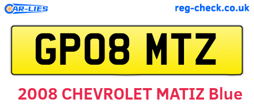 GP08MTZ are the vehicle registration plates.