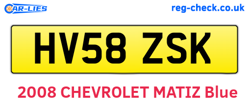 HV58ZSK are the vehicle registration plates.