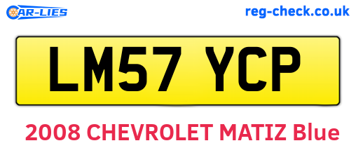 LM57YCP are the vehicle registration plates.