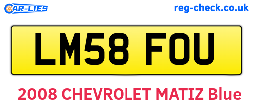 LM58FOU are the vehicle registration plates.