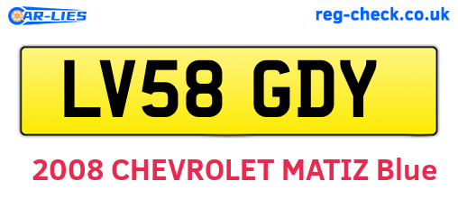LV58GDY are the vehicle registration plates.