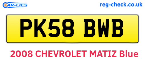 PK58BWB are the vehicle registration plates.