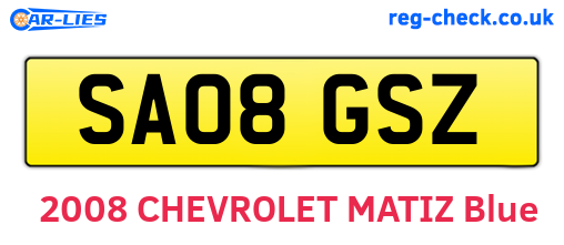 SA08GSZ are the vehicle registration plates.